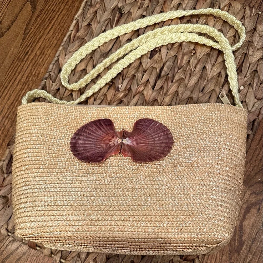 Vtg Shell and Straw Purse - Picture 4 of 7